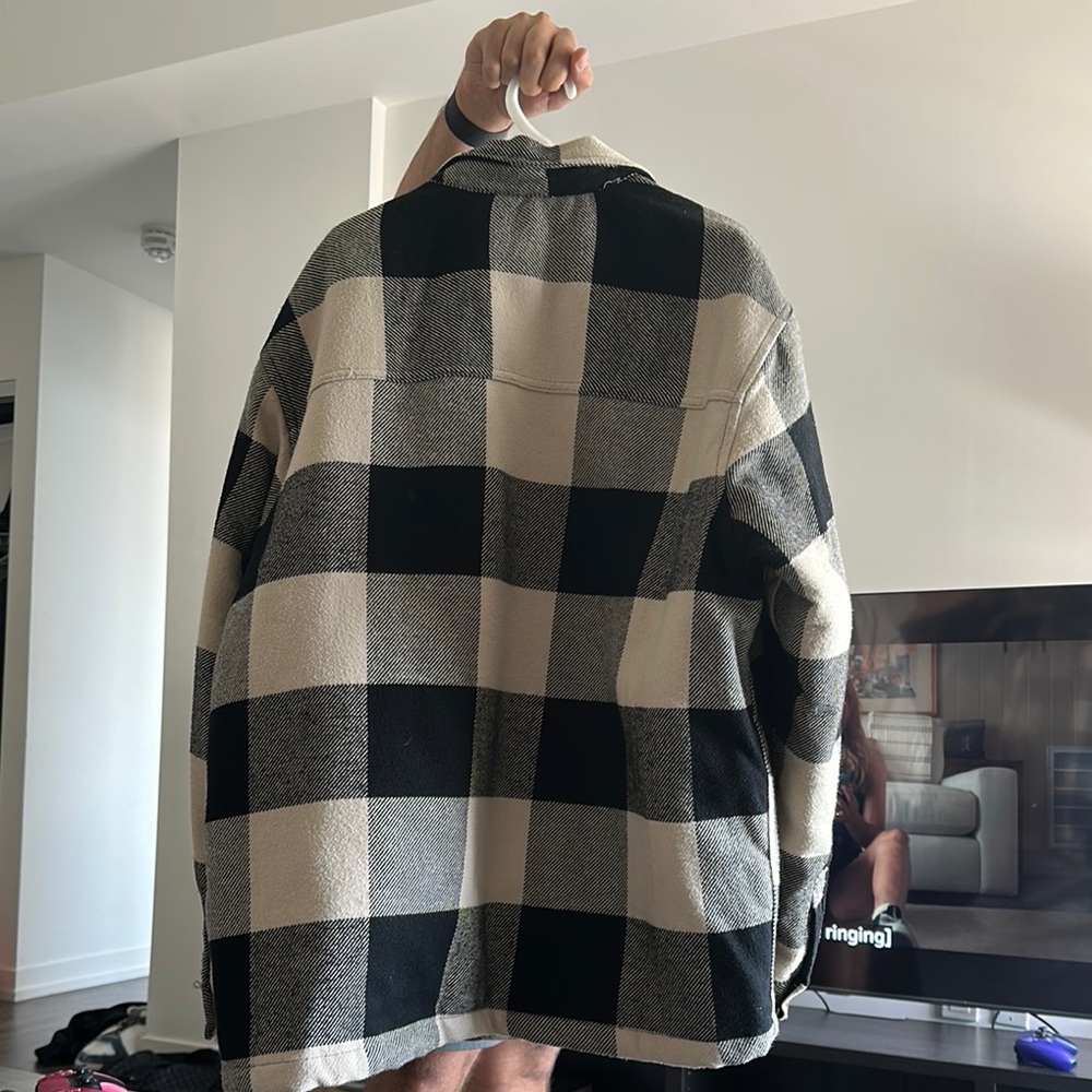 H&M Black and White Lightweight Shirt Jacket